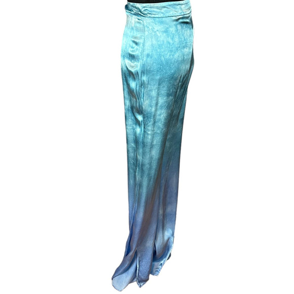 Rays for Days Blue Satin Flare Pant SMALL Ombre Split Cuff  Flare Retro 70s Boho - Picture 5 of 10